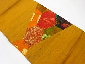 リサイクル　手織紬切り嵌め抽象模様名古屋帯